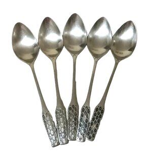 Vintage 1970s Viners 'Shape' Pattern Stainless Steel Dessert Spoons Set of 5